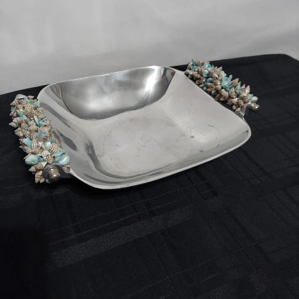 Zodax Silver Bowl with SeaShell Accented Handles 11